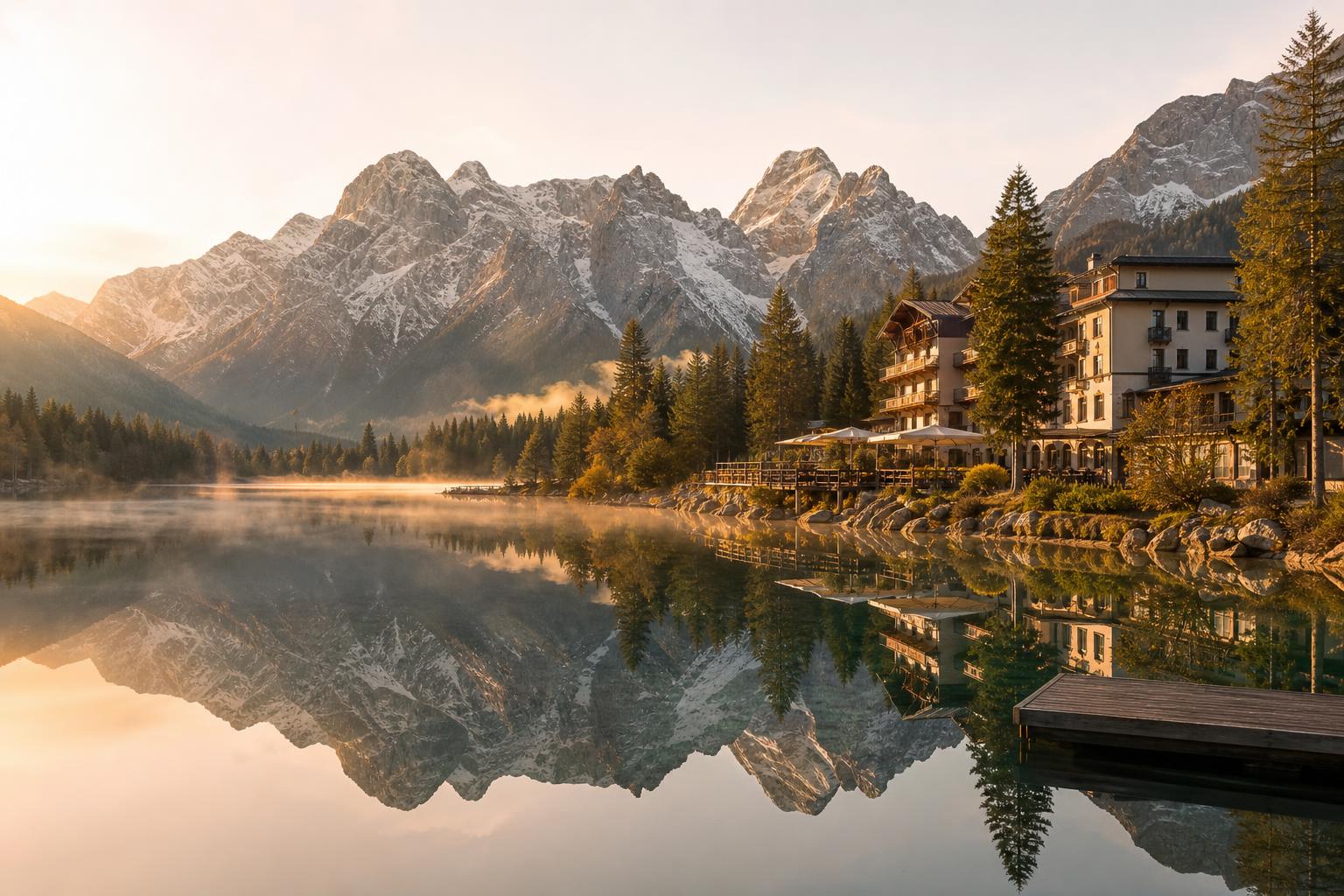 Bergsee im Morgenlicht